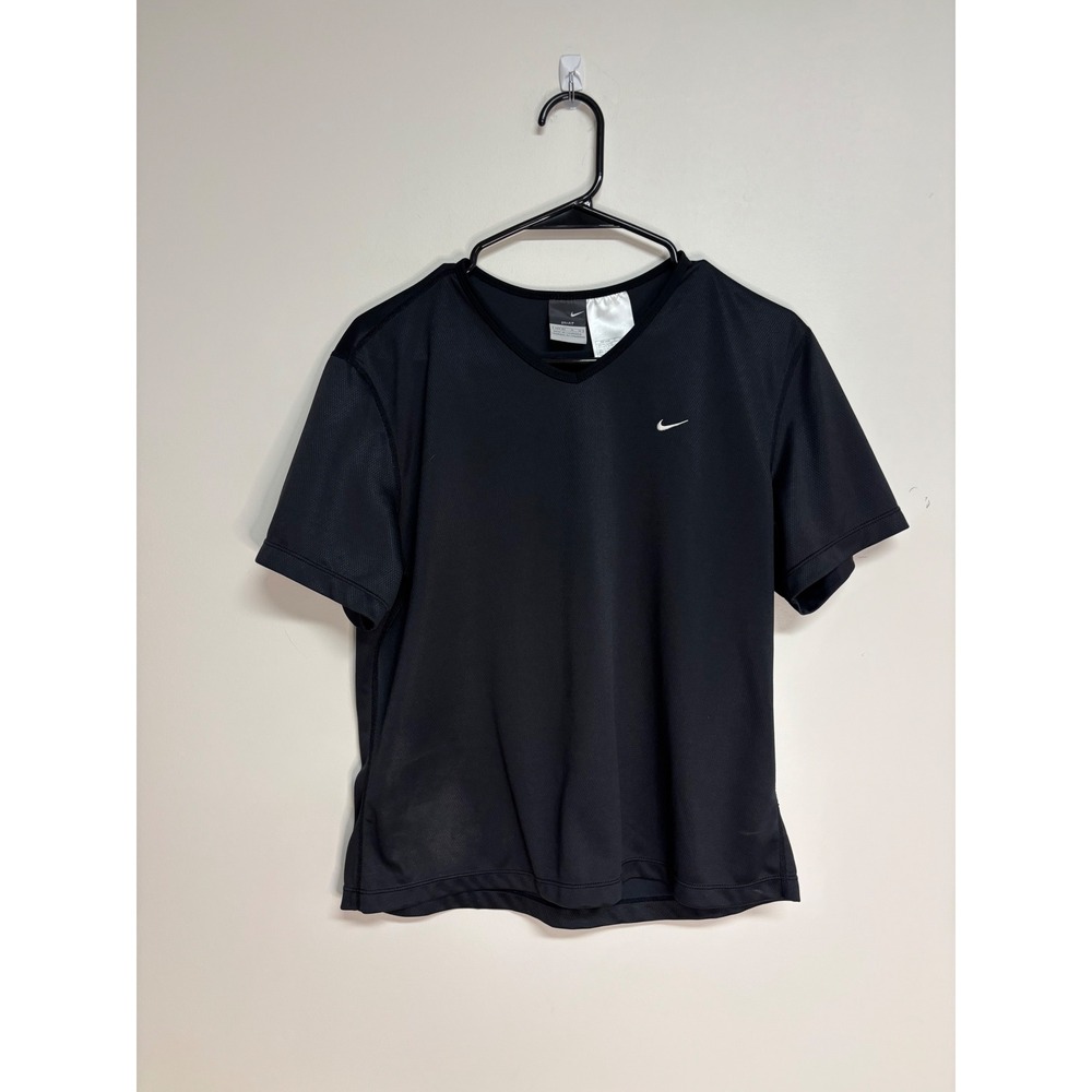 NIKE Black Dri-FIT Black V-Neck Short‎ Sleeve, Men's Size M